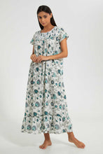 Load image into Gallery viewer, Redtag-White-Floral-Printed-Nightgown-Nightgowns-Women's-