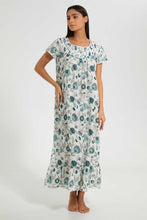 Load image into Gallery viewer, Redtag-White-Floral-Printed-Nightgown-Nightgowns-Women's-