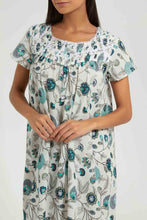 Load image into Gallery viewer, Redtag-White-Floral-Printed-Nightgown-Nightgowns-Women's-