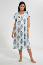 Load image into Gallery viewer, Redtag-Pale-Blue-Floral-Printed-Nightgown-Nightgowns-Women's-
