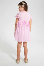 Load image into Gallery viewer, Redtag-Pale-Pink-Frill-Dobby-Dress-Dresses-Girls-2 to 8 Years