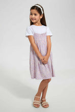 Load image into Gallery viewer, Redtag-Assorted--Aop-T-Shirt-&-Dress-Set-Dresses-Girls-2 to 8 Years