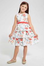 Load image into Gallery viewer, Redtag-White-Aop-Dress-Dresses-Girls-2 to 8 Years