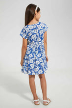 Load image into Gallery viewer, Redtag-Blue-Printed-Dress-Dresses-Girls-2 to 8 Years