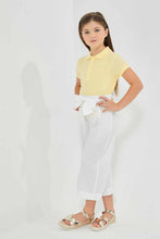 Load image into Gallery viewer, Redtag-White-Wide-Leg-Plain-Trousers-With-Belt-Category:Trousers,-Colour:White,-Filter:Girls-(2-to-8-Yrs),-Girls-Trousers,-New-In,-New-In-GIR,-Non-Sale,-S22D,-Section:Kidswear-Girls-