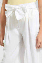 Load image into Gallery viewer, Redtag-White-Wide-Leg-Plain-Trousers-With-Belt-Category:Trousers,-Colour:White,-Filter:Girls-(2-to-8-Yrs),-Girls-Trousers,-New-In,-New-In-GIR,-Non-Sale,-S22D,-Section:Kidswear-Girls-
