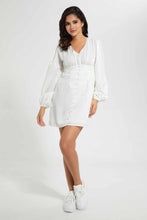 Load image into Gallery viewer, Redtag-Ivory-Satin-Jacquard-Dress-Dresses-Women's-