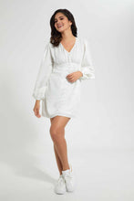 Load image into Gallery viewer, Redtag-Ivory-Satin-Jacquard-Dress-Dresses-Women's-