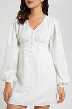 Load image into Gallery viewer, Redtag-Ivory-Satin-Jacquard-Dress-Dresses-Women's-
