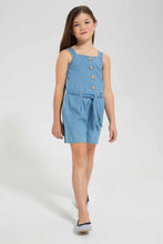 Load image into Gallery viewer, Redtag-Blue-Denim-Jump-Suit-With-Belt-Category:Jumpsuits,-Colour:Blue,-Filter:Girls-(2-to-8-Yrs),-Girls-Jumpsuits,-New-In,-New-In-GIR,-Non-Sale,-S22D,-Section:Kidswear-Girls-