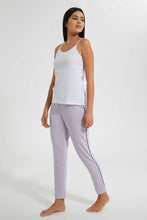 Load image into Gallery viewer, Redtag-Lilac-Plain-Pyjama-Bottom-With-Side-Piping-Leggings-Women's-