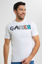 تنزيل الصورة على معرض الصور، Redtag-White-Graphic-T-Shirt-Graphic-T-Shirts-Men's-