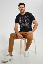 تنزيل الصورة على معرض الصور، Redtag-Black-Graphic-T-Shirt-Graphic-T-Shirts-Men's-