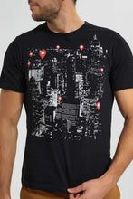 تنزيل الصورة على معرض الصور، Redtag-Black-Graphic-T-Shirt-Graphic-T-Shirts-Men's-