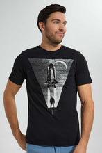 تنزيل الصورة على معرض الصور، Redtag-Black-Graphic-T-Shirt-Graphic-T-Shirts-Men's-