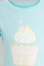 Load image into Gallery viewer, Redtag-Mint-&-Pink-Placement-Print-Pyjama-Sets-Pyjama-Sets-Infant-Girls-3 to 24 Months