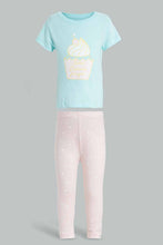 Load image into Gallery viewer, Redtag-Mint-&-Pink-Placement-Print-Pyjama-Sets-Pyjama-Sets-Infant-Girls-3 to 24 Months