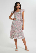 Load image into Gallery viewer, Redtag-Blue-Floral-Print-Midi-Dress-Dresses-Women's-
