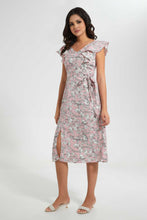 Load image into Gallery viewer, Redtag-Blue-Floral-Print-Midi-Dress-Dresses-Women's-