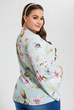 Load image into Gallery viewer, Redtag-Mint-Floral-Printed-Blouse-Long-Sleeve-Blouses-Women's-