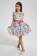 Load image into Gallery viewer, Redtag-Multi-Colored-Floral-Aop-Dress-Dresses-Girls-2 to 8 Years