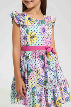 Load image into Gallery viewer, Redtag-Multi-Colored-Floral-Aop-Dress-Dresses-Girls-2 to 8 Years