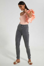 Load image into Gallery viewer, Redtag-Grey-Acid-Wash-Jegging-Jeans-Skinny-Fit-Women's-