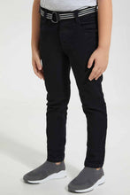 Load image into Gallery viewer, Redtag-Black-Belted-Trouser-Chino-Trousers-Boys-2 to 8 Years