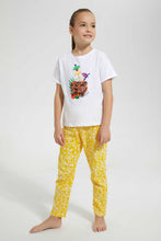 Load image into Gallery viewer, Redtag-White-Nightsuit-With-Applique-Work-Pyjama-Sets-Girls-2 to 8 Years