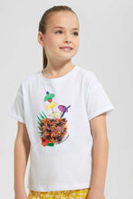 Load image into Gallery viewer, Redtag-White-Nightsuit-With-Applique-Work-Pyjama-Sets-Girls-2 to 8 Years