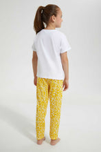 Load image into Gallery viewer, Redtag-White-Nightsuit-With-Applique-Work-Pyjama-Sets-Girls-2 to 8 Years