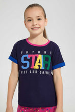 تنزيل الصورة على معرض الصور، Redtag-Navy-Nightsuit-Pyjama-Sets-Girls-2 to 8 Years