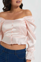 Load image into Gallery viewer, Redtag-Pink-Top-With-Peplum-At-Waist-Blouses-Women's-