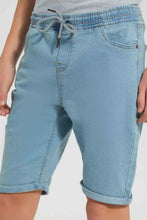 Load image into Gallery viewer, Redtag-Light-Wash-Pull-On-Short-Pull-On-Shorts-Senior-Boys-9 to 14 Years