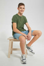 تنزيل الصورة على معرض الصور، Redtag-Dark-Grey-Jacquard-Henley-Tshirt-Plain-T-Shirts-Senior-Boys-9 to 14 Years