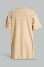 تنزيل الصورة على معرض الصور، Redtag-Beige-Jacquard-Henley-Tshirt-Plain-T-Shirts-Senior-Boys-9 to 14 Years
