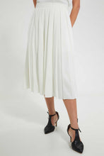 Load image into Gallery viewer, Redtag-Cream-Flared-Pleated-Skirt-With-Bow-Tie-Skirts--