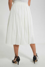 Load image into Gallery viewer, Redtag-Cream-Flared-Pleated-Skirt-With-Bow-Tie-Skirts--