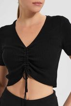 تنزيل الصورة على معرض الصور، Redtag-Black-Y-Neck-With-Front-Adjuster-Top-Tops-Women's-