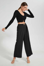 Load image into Gallery viewer, Redtag-Black-Longsleeve-Button-Front-Top-Tops-Women's-