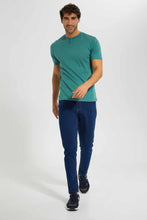 Load image into Gallery viewer, Redtag-Sage-Green-Henley-T-Shirt-Category:T-Shirts,-Colour:Green,-Deals:New-In,-Filter:Men's-Clothing,-Men-T-Shirts,-New-In-Men-APL,-Non-Sale,-Section:Men,-TBL,-W22O-Men's-
