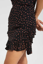 Load image into Gallery viewer, Black Pink Frilled Hem Skirt