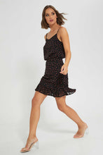 Load image into Gallery viewer, Black Pink Frilled Hem Skirt