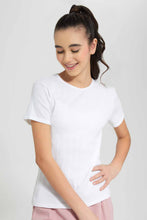 Load image into Gallery viewer, Redtag-White-Rib-T-Shirts-Category:T-Shirts,-Colour:White,-Deals:New-In,-Filter:Senior-Girls-(9-to-14-Yrs),-GSR-T-Shirts,-New-In-GSR-APL,-Non-Sale,-Section:Girls-(0-to-14Yrs),-TBL,-W22A-Senior-Girls-9 to 14 Years
