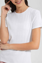 Load image into Gallery viewer, Redtag-White-Rib-T-Shirts-Category:T-Shirts,-Colour:White,-Deals:New-In,-Filter:Senior-Girls-(9-to-14-Yrs),-GSR-T-Shirts,-New-In-GSR-APL,-Non-Sale,-Section:Girls-(0-to-14Yrs),-TBL,-W22A-Senior-Girls-9 to 14 Years