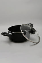 Load image into Gallery viewer, Black Aluminum Nonstick Dutch Oven With Glass Lid (18cm)