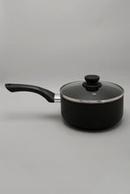 Load image into Gallery viewer, Black Aluminum Nonstick Saucepan With Glass Lid (18cm)