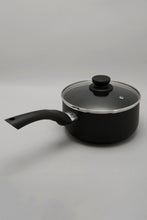 Load image into Gallery viewer, Black Aluminum Nonstick Saucepan With Glass Lid (18cm)
