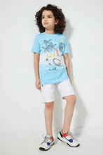 Load image into Gallery viewer, Blue And White Beach T-Shirt