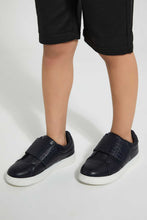 Load image into Gallery viewer, Navy Monogram Velcro Sneaker